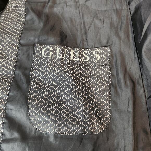 SALE Guess Black & White Hooded Winter Quilted Puffer Coat Women's Size Small - Picture 9 of 11